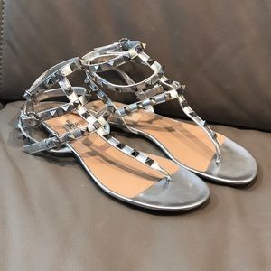 VALENTINO GARAVANI METALLIC CAGE ROCKSTUD SANDALS